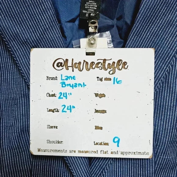 Lane Bryant NWT 16 navy striped career blazer - Picture 10 of 11